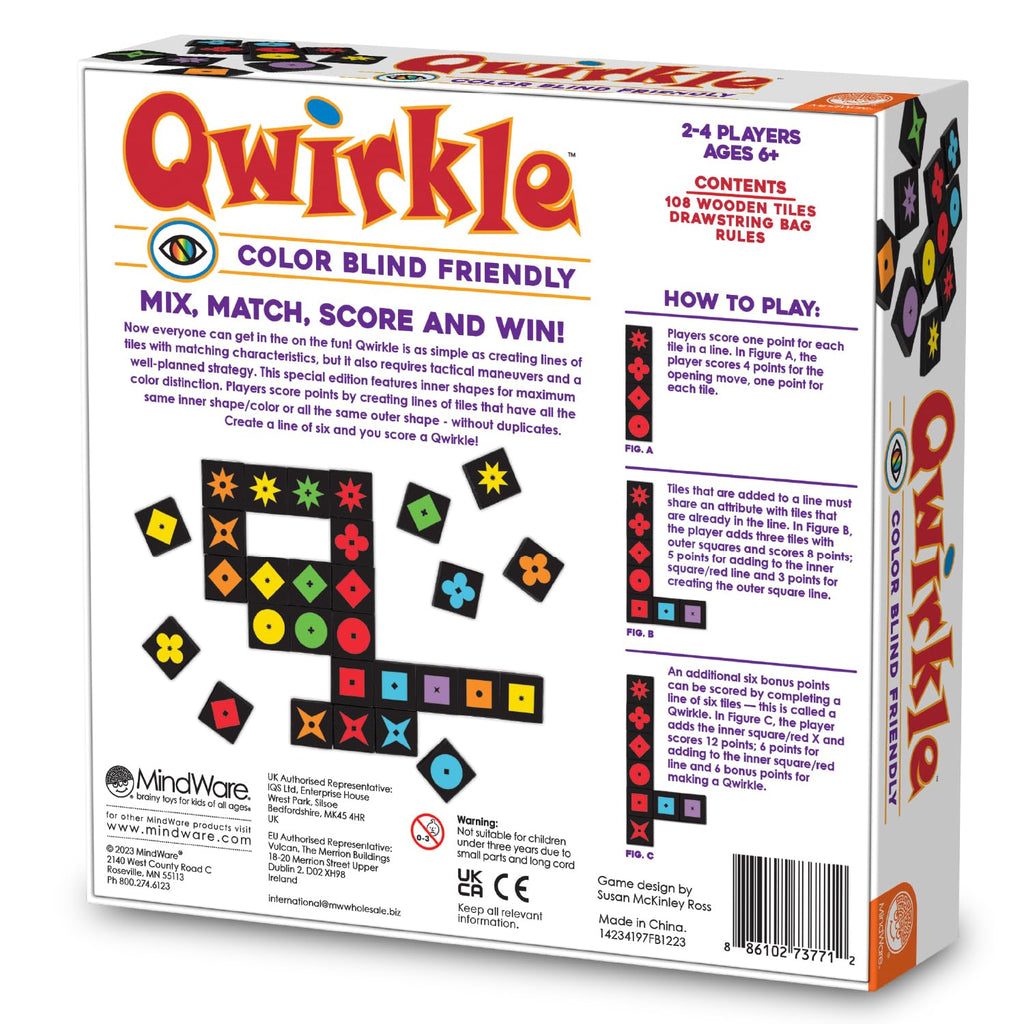 MindWare Qwirkle Color Blind Friendly Family Board Game